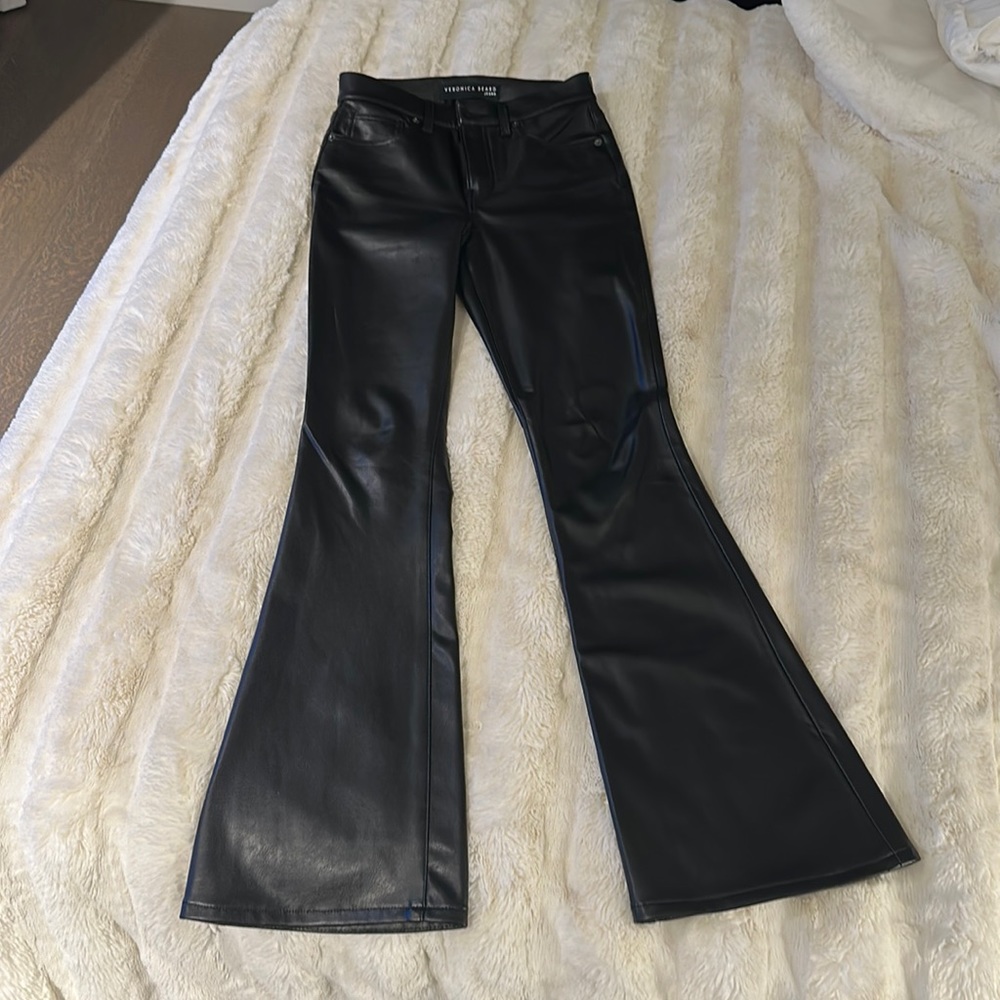 VERONICA BEARD BEVERLY VEGAN LEATHER SKINNY-FLARE PANT, 26